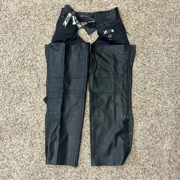 Z1R Sabot Leather Motorcycle Riding Chaps 3XL NWT - Picture 2 of 8